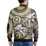 Steampunk Metallic Gears Print Men's Bomber Jacket