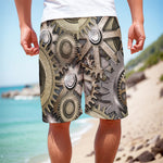 Steampunk Metallic Gears Print Men's Cargo Shorts