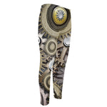 Steampunk Metallic Gears Print Men's Compression Pants