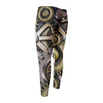 Steampunk Metallic Gears Print Men's Compression Pants