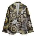 Steampunk Metallic Gears Print Men's Cotton Blazer