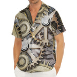 Steampunk Metallic Gears Print Men's Deep V-Neck Shirt