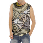 Steampunk Metallic Gears Print Men's Fitness Tank Top