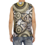 Steampunk Metallic Gears Print Men's Fitness Tank Top