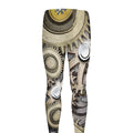Steampunk Metallic Gears Print Men's Leggings