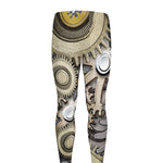 Steampunk Metallic Gears Print Men's leggings