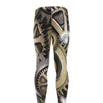 Steampunk Metallic Gears Print Men's leggings