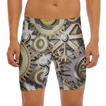 Steampunk Metallic Gears Print Men's Long Boxer Briefs
