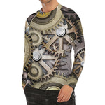 Steampunk Metallic Gears Print Men's Long Sleeve Rash Guard