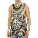 Steampunk Metallic Gears Print Men's Muscle Tank Top