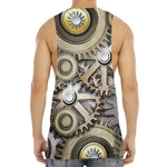 Steampunk Metallic Gears Print Men's Muscle Tank Top