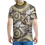 Steampunk Metallic Gears Print Men's Polo Shirt