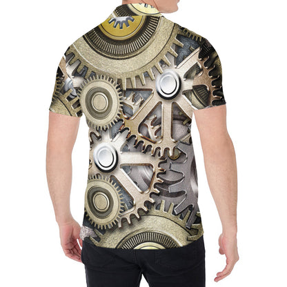 Steampunk Metallic Gears Print Men's Shirt