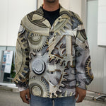 Steampunk Metallic Gears Print Men's Shirt Jacket