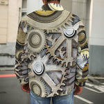 Steampunk Metallic Gears Print Men's Shirt Jacket