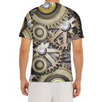 Steampunk Metallic Gears Print Men's Short Sleeve Rash Guard