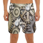 Steampunk Metallic Gears Print Men's Split Running Shorts