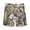 Steampunk Metallic Gears Print Men's Athletic Shorts