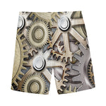 Steampunk Metallic Gears Print Men's Sports Shorts