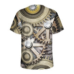 Steampunk Metallic Gears Print Men's Sports T-Shirt