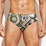 Steampunk Metallic Gears Print Men's Swim Briefs