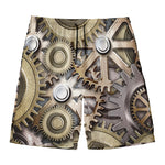 Steampunk Metallic Gears Print Men's Swim Trunks