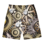 Steampunk Metallic Gears Print Men's Swim Trunks