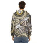 Steampunk Metallic Gears Print Men's Velvet Pullover Hoodie