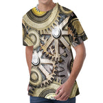 Steampunk Metallic Gears Print Men's Velvet T-Shirt