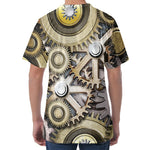 Steampunk Metallic Gears Print Men's Velvet T-Shirt