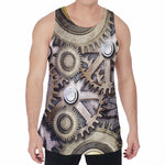 Steampunk Metallic Gears Print Men's Velvet Tank Top