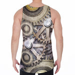 Steampunk Metallic Gears Print Men's Velvet Tank Top
