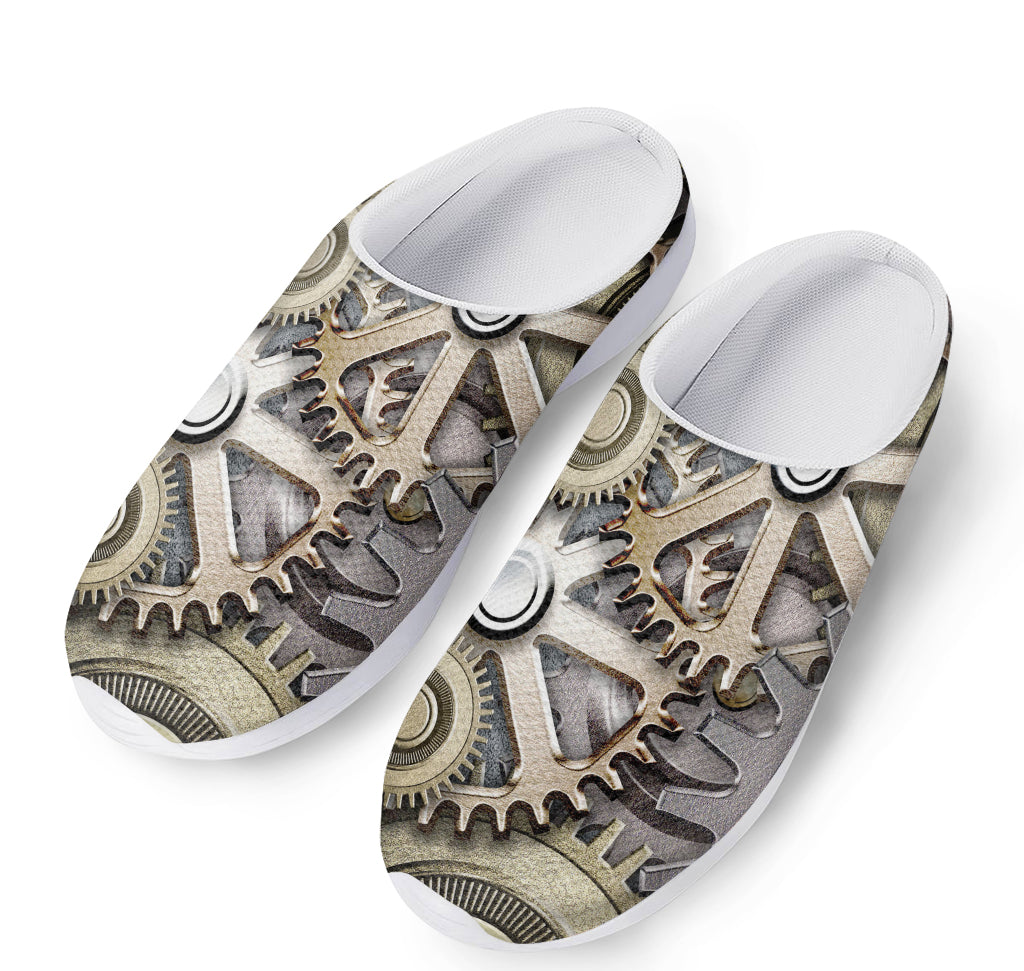 Steampunk Metallic Gears Print Mesh Casual Shoes