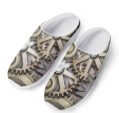 Steampunk Metallic Gears Print Mesh Casual Shoes