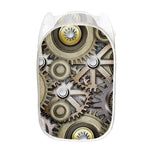 Steampunk Metallic Gears Print Mesh Laundry Hamper