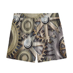 Steampunk Metallic Gears Print Mesh Shorts