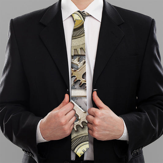 Steampunk Metallic Gears Print Necktie