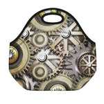 Steampunk Metallic Gears Print Neoprene Lunch Bag