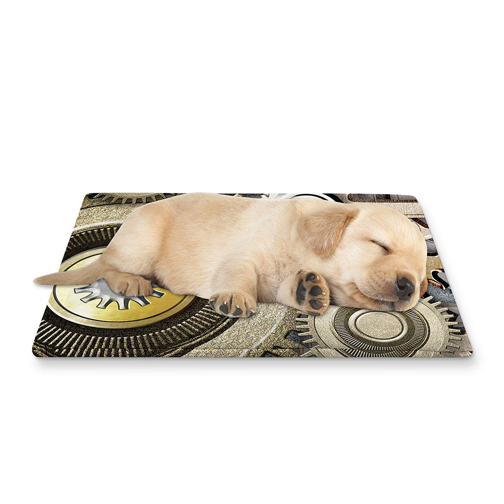 Steampunk Metallic Gears Print Pet Cooling Mat Cover