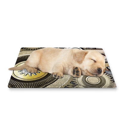 Steampunk Metallic Gears Print Pet Cooling Mat Cover