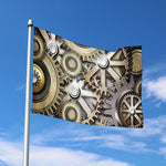 Steampunk Metallic Gears Print Polyester Flag