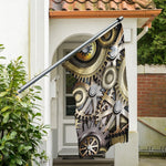Steampunk Metallic Gears Print Polyester Flag
