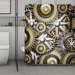 Steampunk Metallic Gears Print Polyester Shower Curtain
