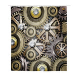 Steampunk Metallic Gears Print Polyester Shower Curtain