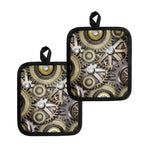 Steampunk Metallic Gears Print Pot Holders