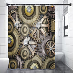 Steampunk Metallic Gears Print Premium Shower Curtain