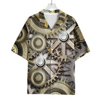 Steampunk Metallic Gears Print Rayon Hawaiian Shirt