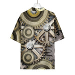 Steampunk Metallic Gears Print Rayon Hawaiian Shirt