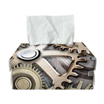 Steampunk Metallic Gears Print Rectangle Tissue Box Cover