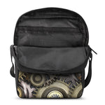 Steampunk Metallic Gears Print Rectangular Crossbody Bag